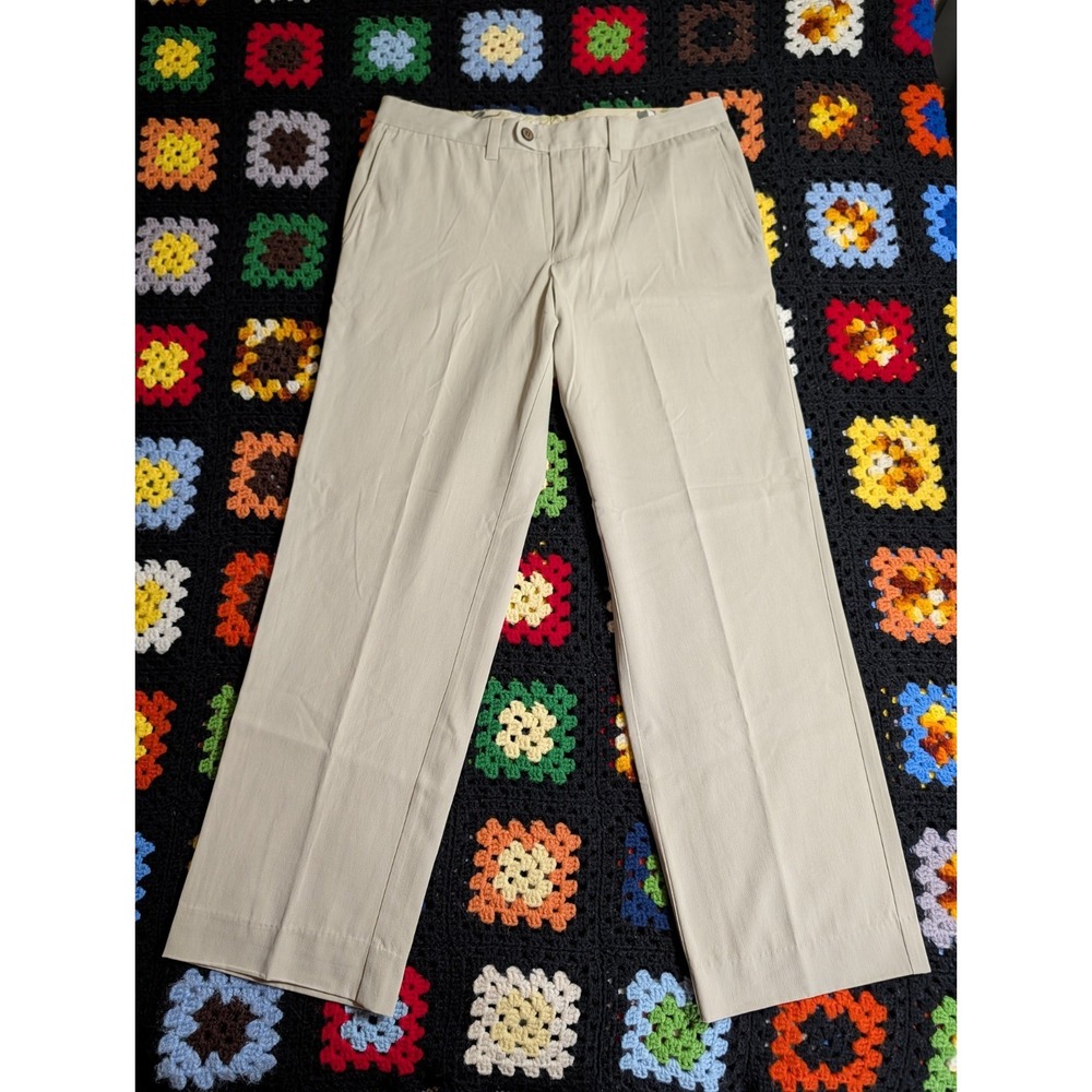 Tommy Bahama Chino Pants Pleated Front Silk Blend Tan Business Casual 34x30
